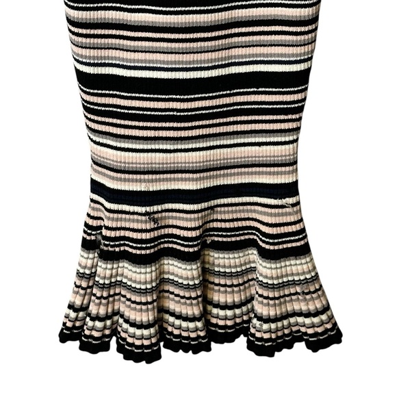 Milly Micro Stripe Mini Mermaid Ribbed Stretch Knit Midi Dress Bodycon NWT Small - Picture 9 of 13